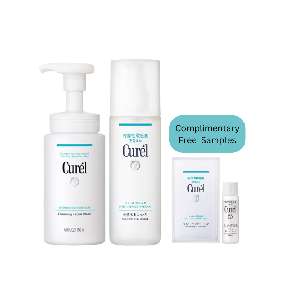 Curél Intensive Ceramide Care Set: Foaming Facial Wash 150ml + Moisture Facial Lotion II 150ml