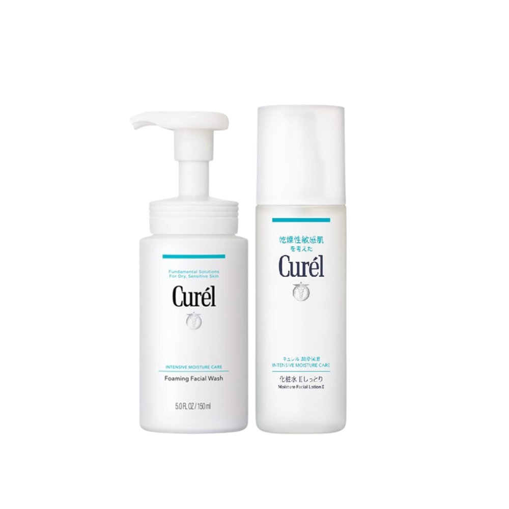 Curél Intensive Ceramide Care Set: Foaming Facial Wash 150ml + Moisture Facial Lotion II 150ml