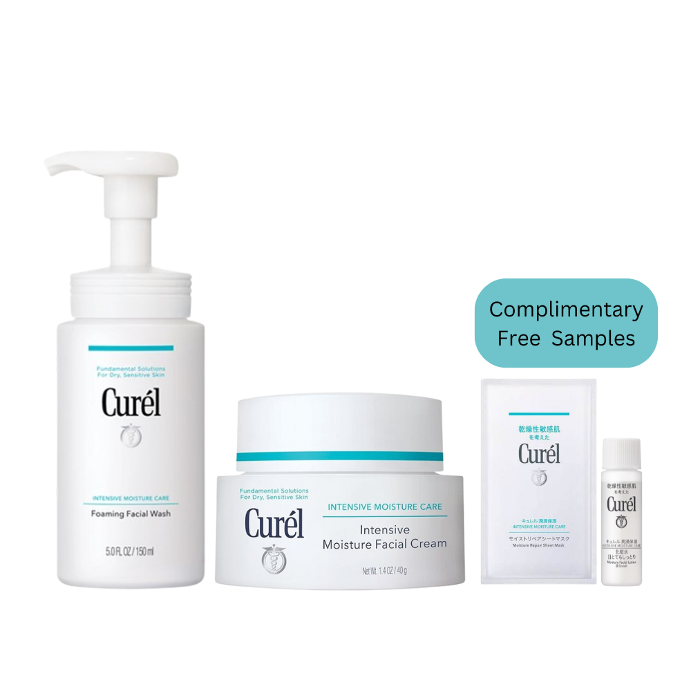 Curél Long-lasting Hydration Set: Foaming Facial Wash 150ml + Moisture Facial Cream 40g