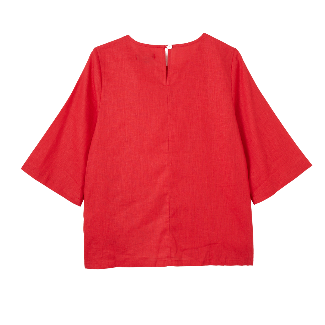 Long Sleeve Blossom Shirt (Red)