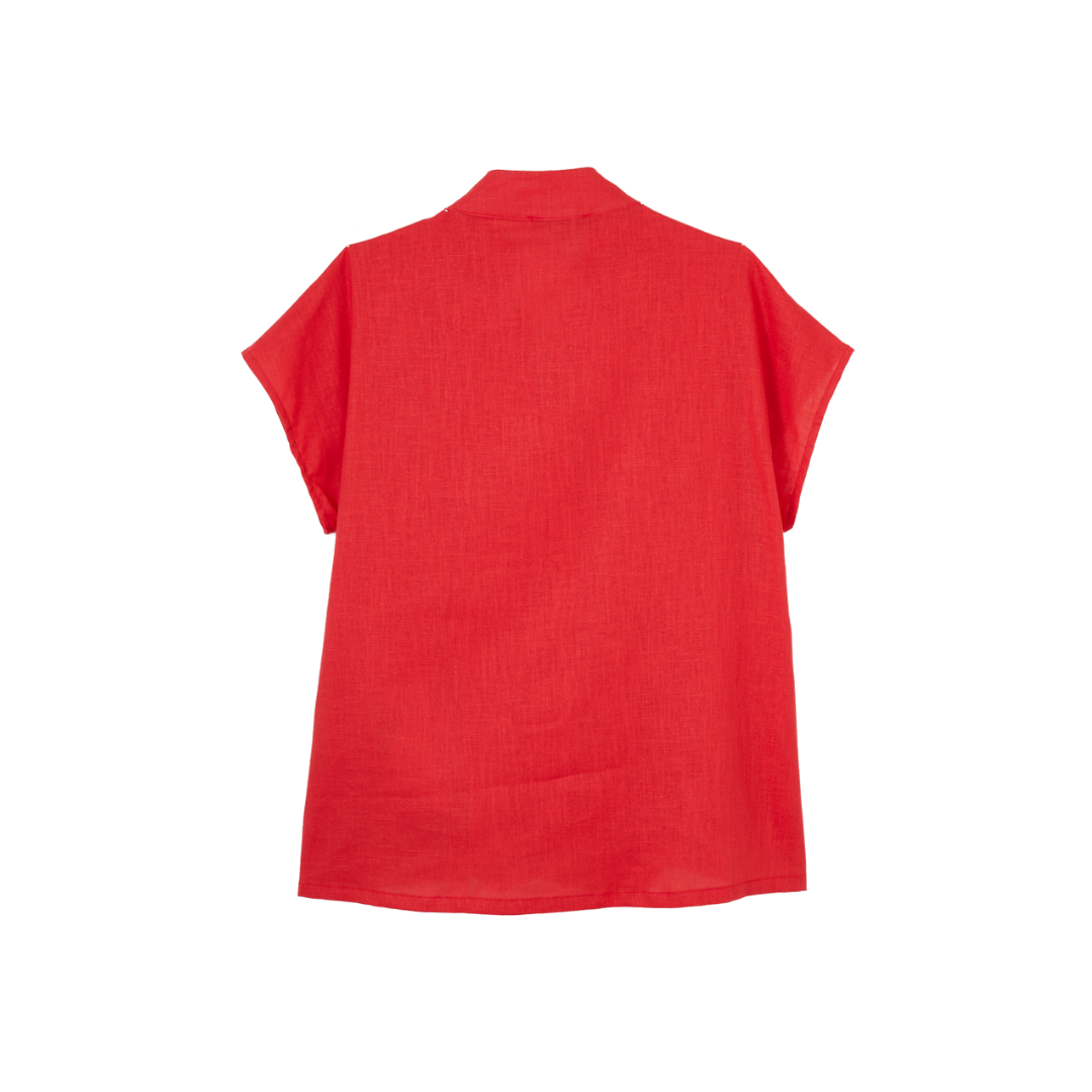 Short Sleeve Button Shirt (Red)