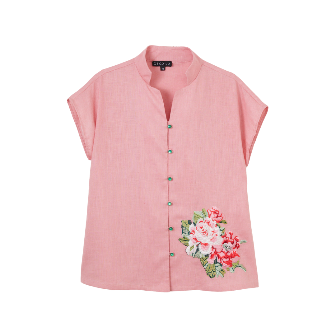 Short Sleeve Button Shirt (Pink)