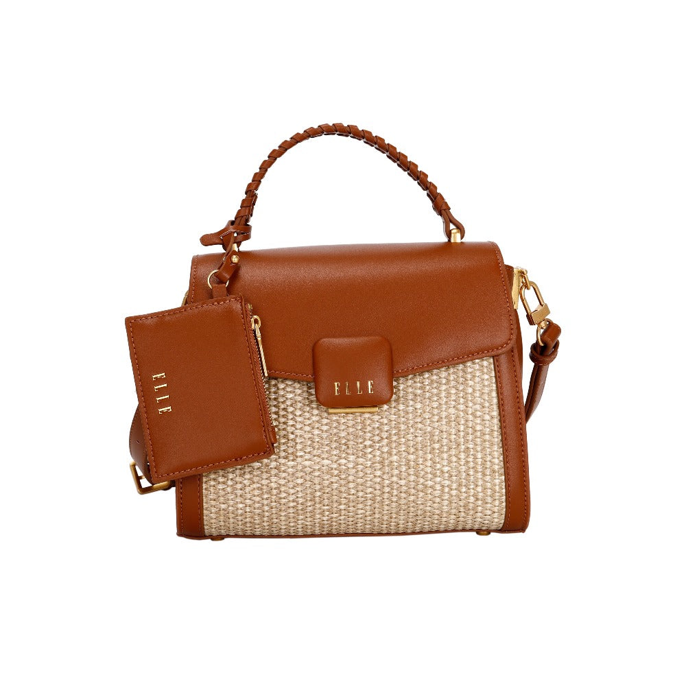 ELLE Zia Satchel Bag (Cognac) | Isetan KL Online Store