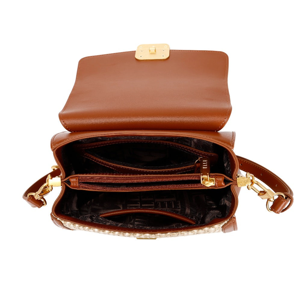 ELLE Zia Satchel Bag (Cognac) | Isetan KL Online Store