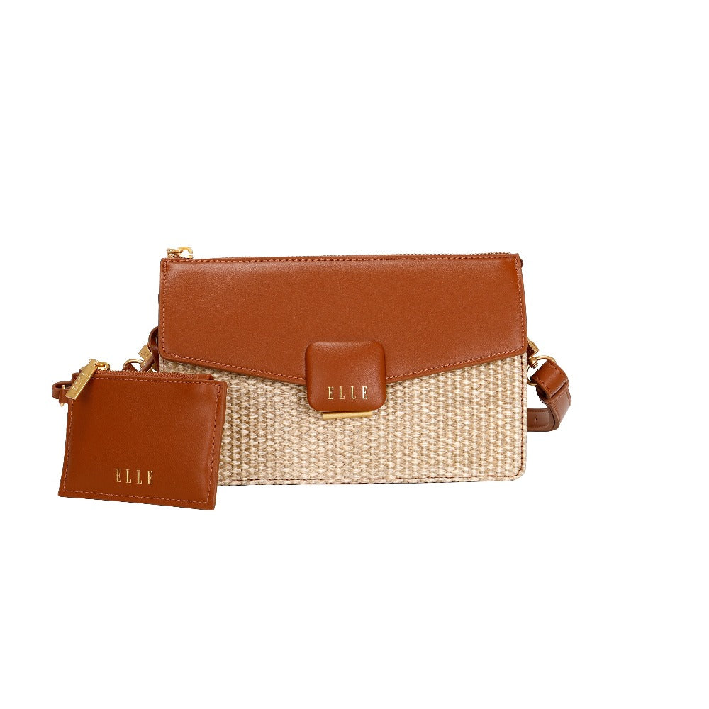 ELLE Zia Sling Bag (Cognac) | Isetan KL Online Store