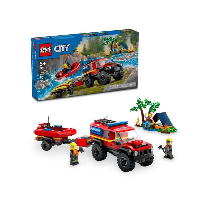 LEGO 60412 4x4 Fire Truck with Rescue Boat | Isetan KL Online Store