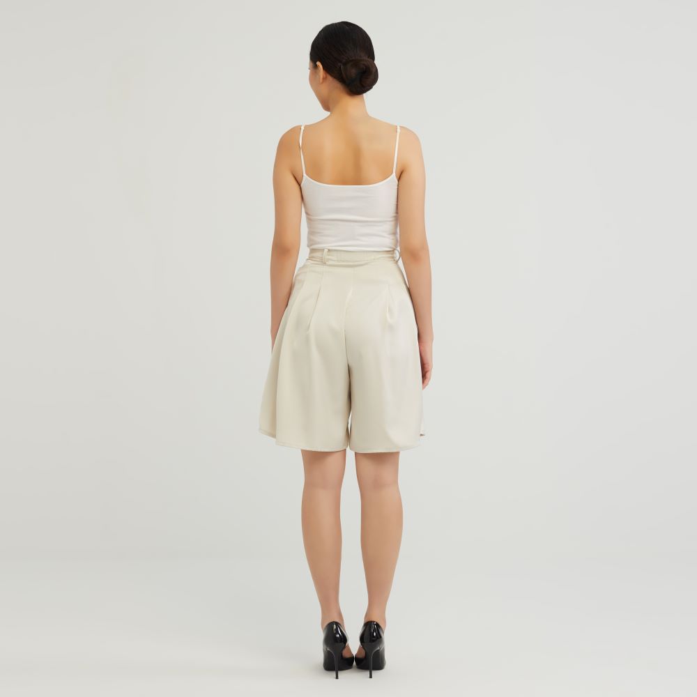 CULTIVATION Double Pleated Bermuda (Beige) | Isetan KL Online Store