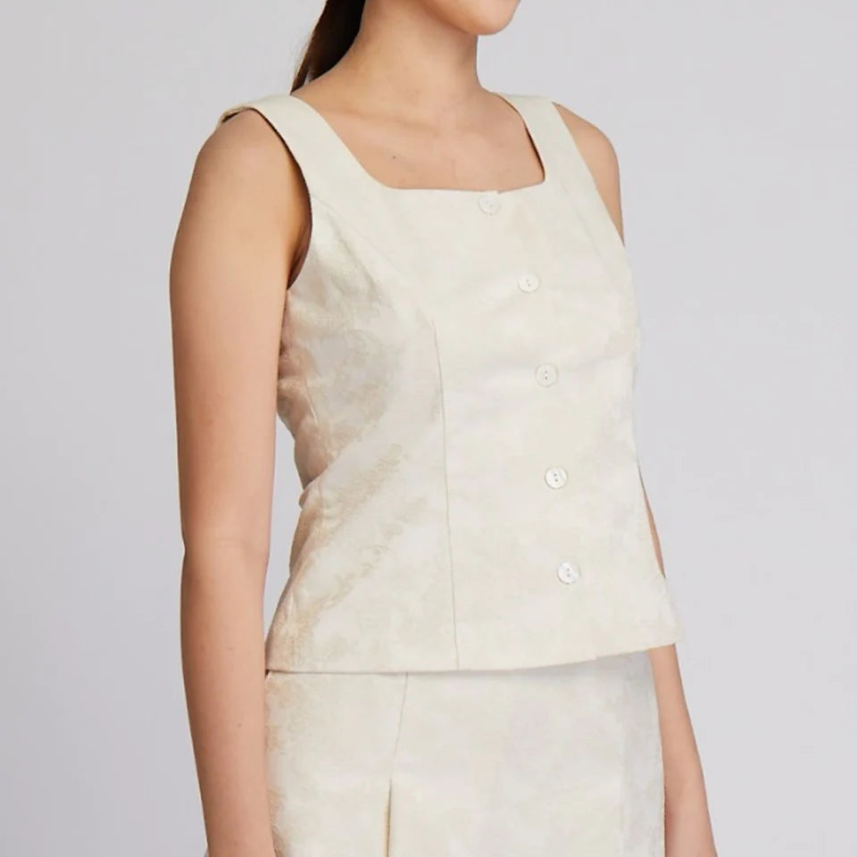 CULTIVATION Square Neck Sleeveless Vest (Beige) | Isetan KL Online Store