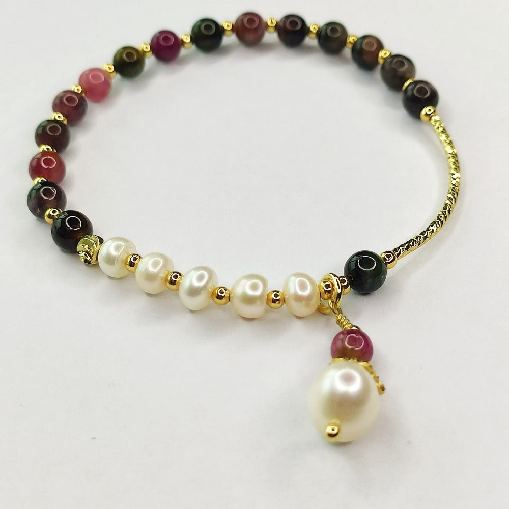 ER BY ERVY Natural Crystal Tourmaline & Fresh Water Pearl Bracelet | Isetan KL Online Store