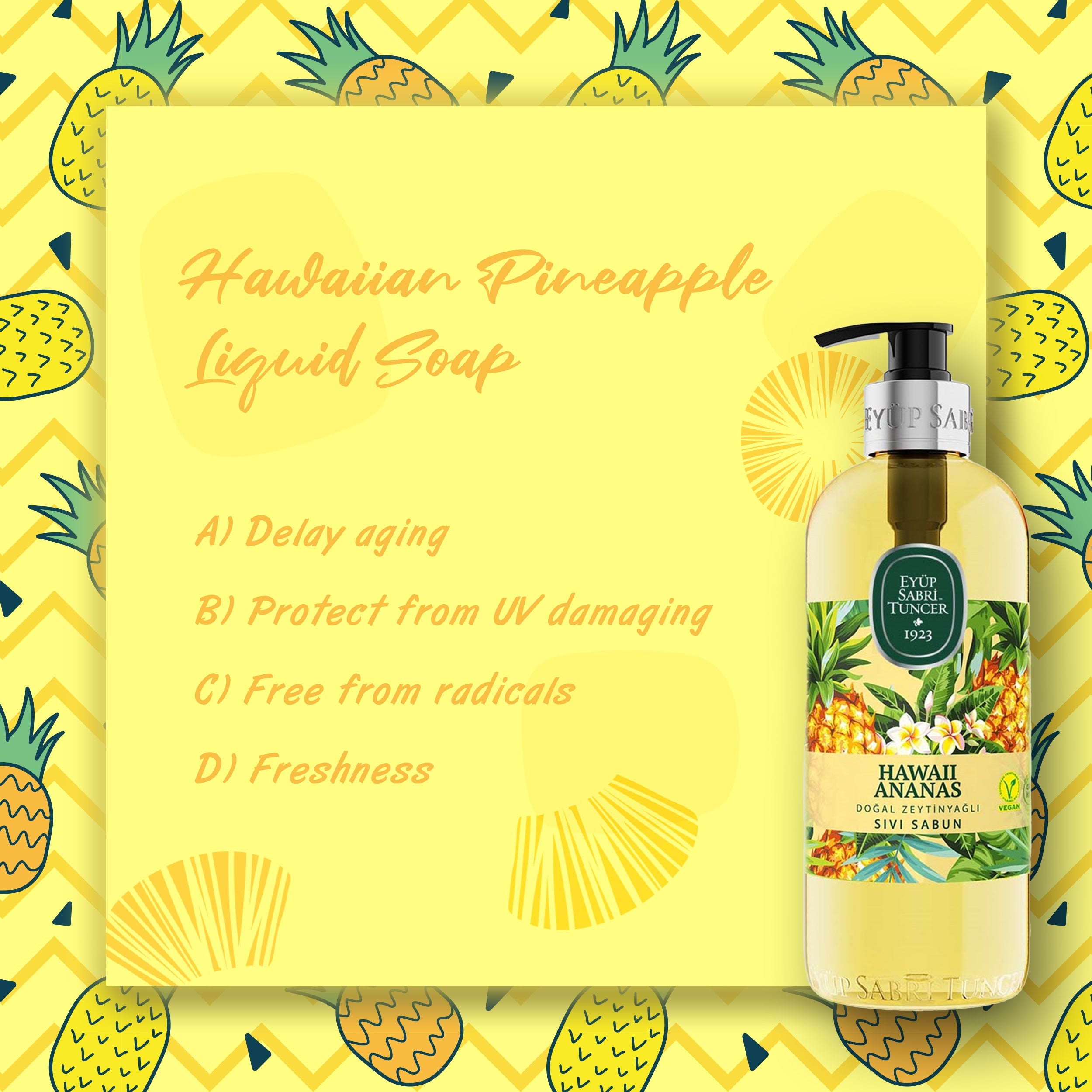 EYUP SABRI TUNCER Natural Olive Oil Liquid Soap - Hawaii Pineapple 500ml | Isetan KL Online Store