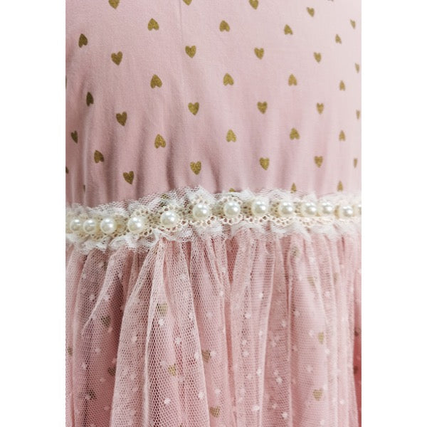 MINI PINK Girls Pinkish Heart Cotton Sleeveless Party Dress | Isetan KL Online Store